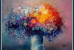 Kwiaty V — Grzegorz Olejniczak, Rozmiar: 70 cm × 50 cm, Technika: olej na płótnie
