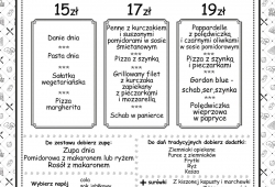 Tylko przykład menu na lunch! O aktualną ofertę lunchową pytaj w restauracji