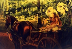 "Córki", olej na płótnie, pastisz na podstawie obrazu W. Kossaka, 2003 r.