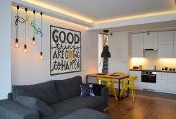 Mieszkanie w Lublinie, salon z kuchnią.