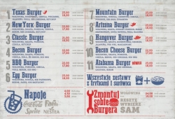 Texas burger Ursynów menu