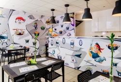 Wnętrze Mango Sushi jest owocem współpracy z grafikiem, który uczestniczył w m.in. produkcji pewnej bardzo udanej polskiej gry...